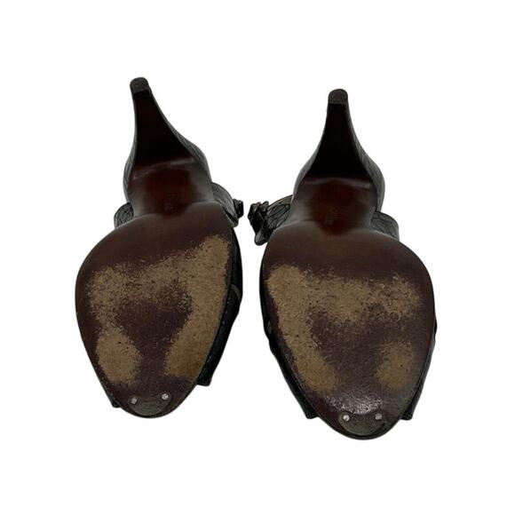 Vintage Ralph Lauren Croc Embossed Leather Heels 8.5 - Picture 2 of 4